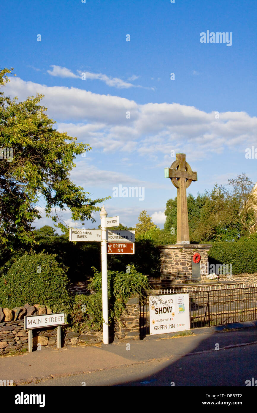 Wegweiser im Dorf Swithland In Leicestershire Stockfoto