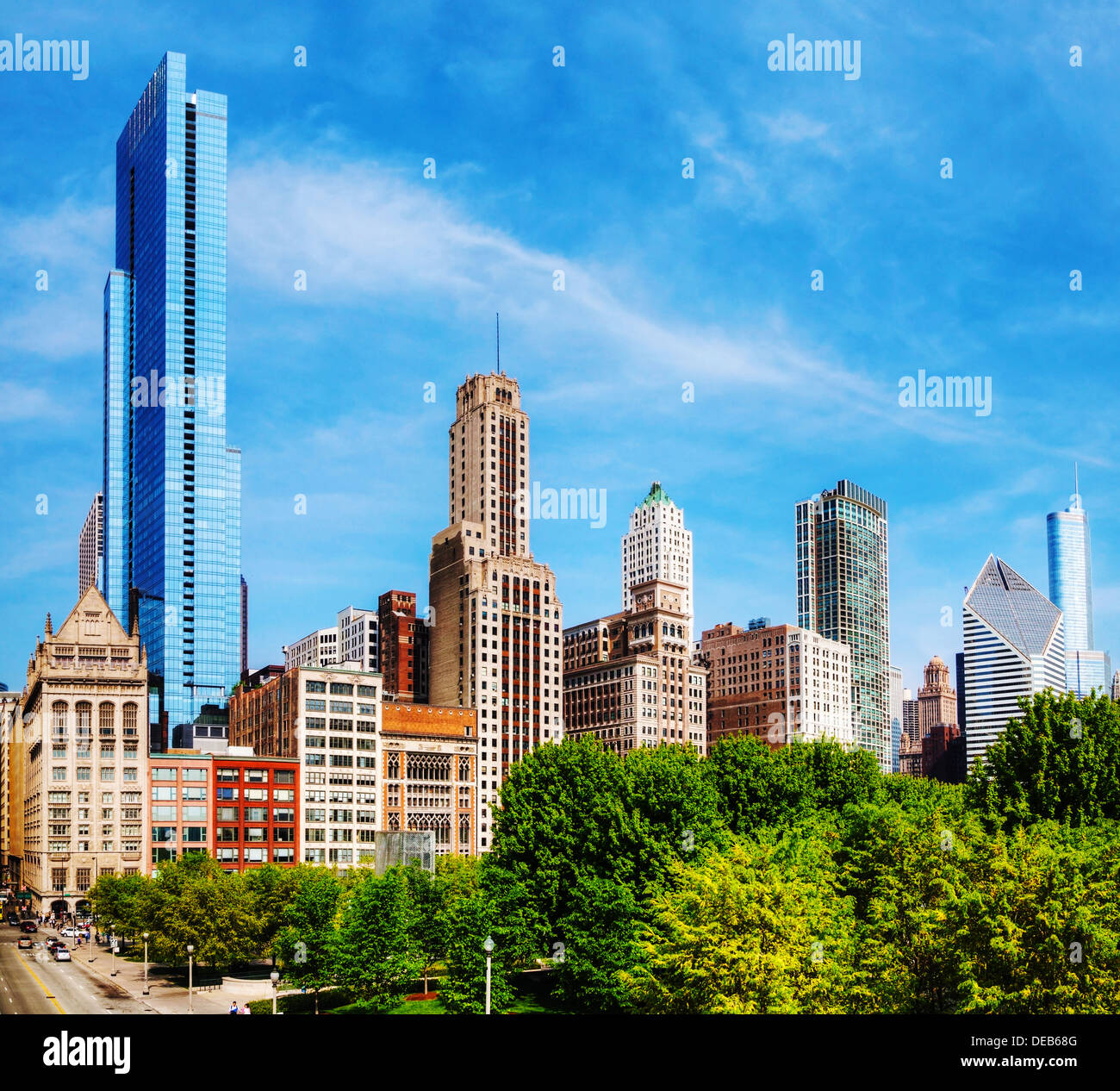 Downtown Chicago mit Legacy-Turm Stockfoto