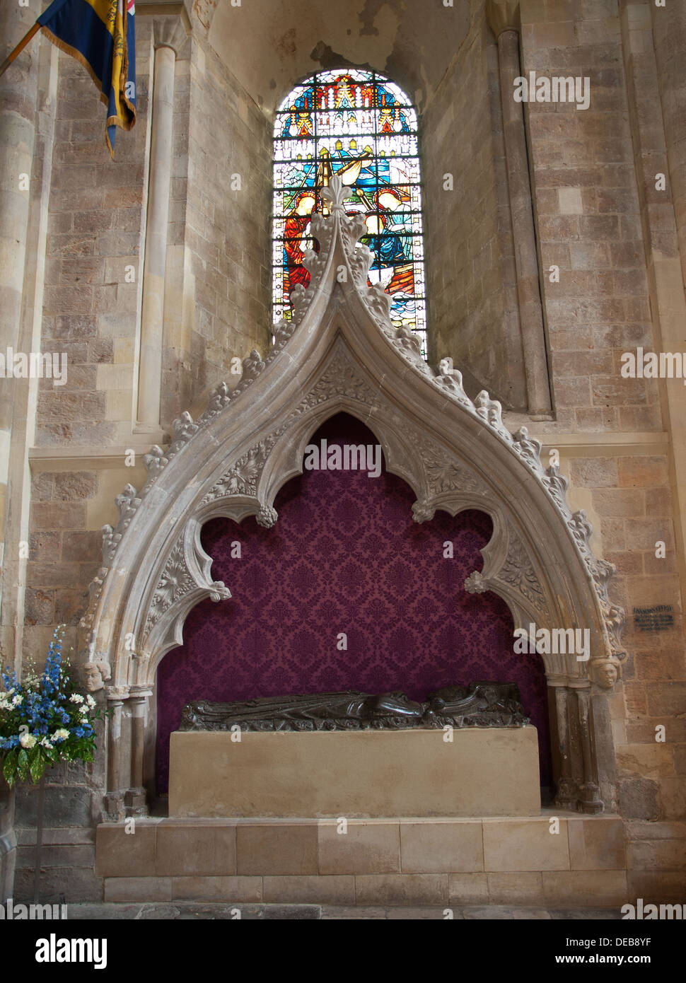 13. Jahrhundert Purbeck Marmor Bildnis in der Kapelle des St. Nikolaus Romsey Abbey Hampshire England UK Stockfoto