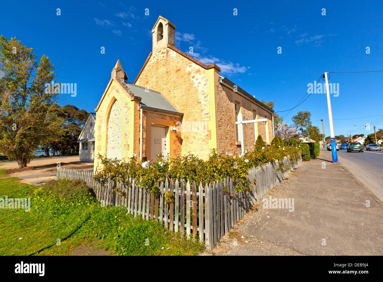 Alte Kirche in der Murray River Township von Goolwa South Australia Stockfoto