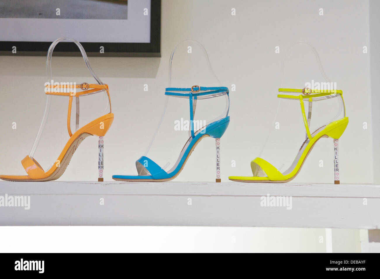 London Fashion Week im Somerset House: neuesten Designs von aufstrebenden Talenten. Highheels. Stockfoto