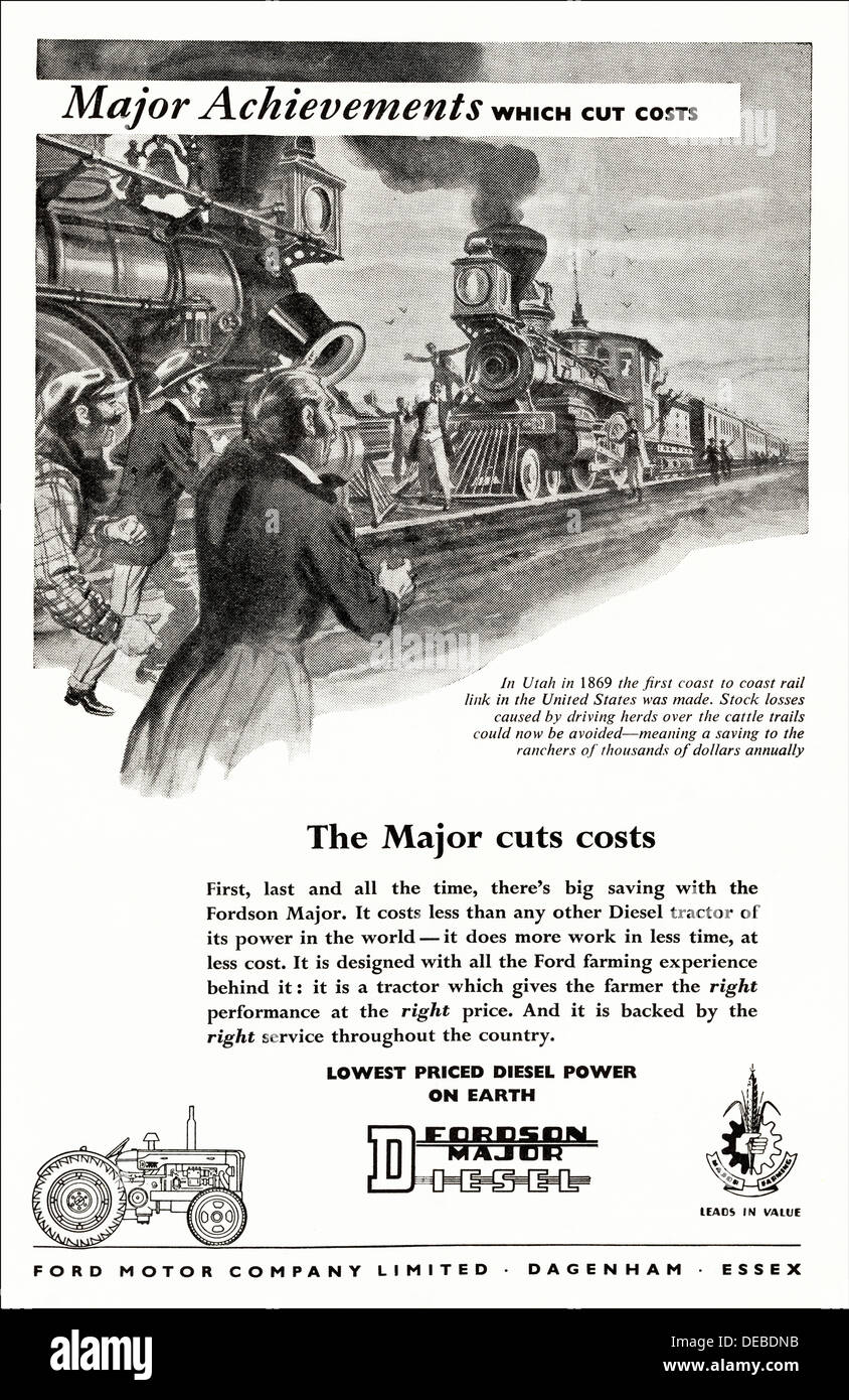Werbung Werbung FORDSON MAJOR DIESEL-Traktor von Ford Motor Company Limited Dagenham Essex England UK Magazin Anzeige ca. 1954 Stockfoto