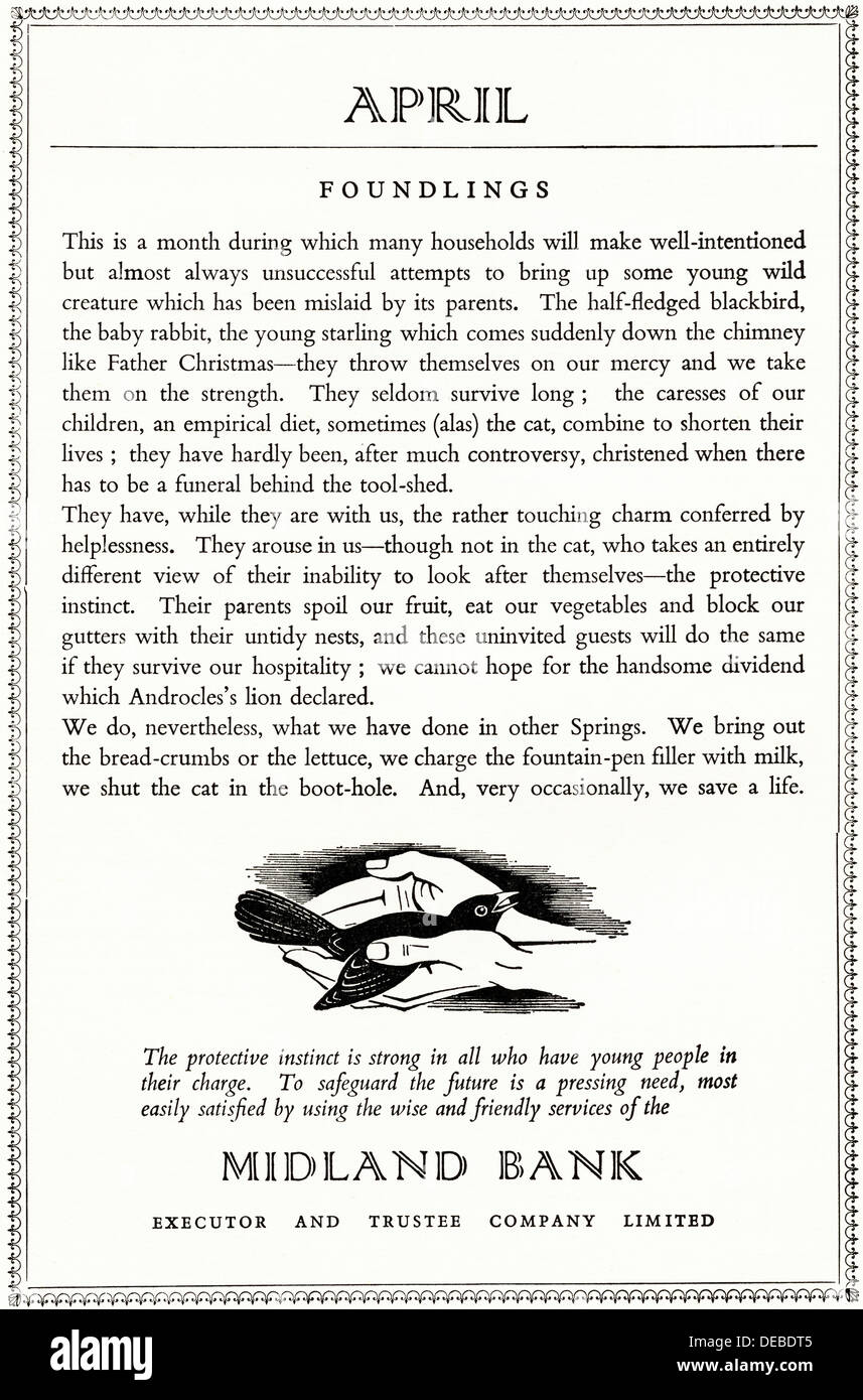 Werbung Werbung MIDLAND BANK Magazin Anzeige ca. 1954 Stockfoto