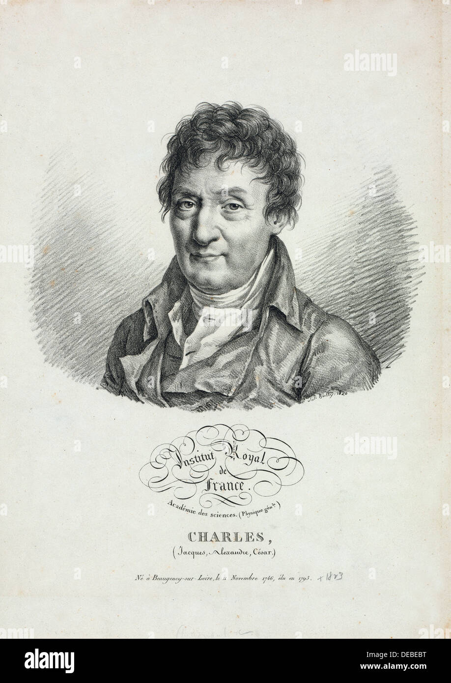Jacques Alexandre César Charles - französischer Ballonfahrer, den ersten Flug in einem Wasserstoff-Ballon - 1783 gemacht Stockfoto