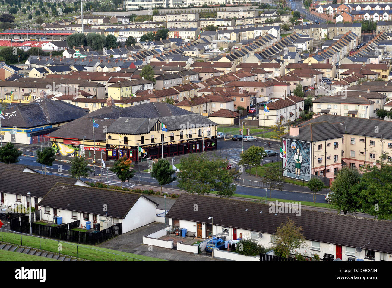 Die nationalistischen Bogside, Derry, Londonderry, Nordirland, Vereinigtes Königreich Stockfoto