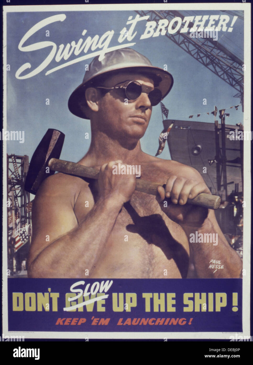 Dieser Titel bezieht sich wahrscheinlich auf ein musikalisches oder kulturelles Werk, möglicherweise auf eine Performance oder Veranstaltung im Zusammenhang mit Jazz oder Swing-Musik, mit Verweisen auf Swing IT Brother und Don't Slow Up the Ship. Stockfoto