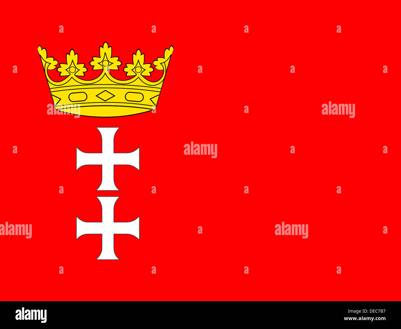 Flagge von der polnischen Stadt Danzig. Stockfoto