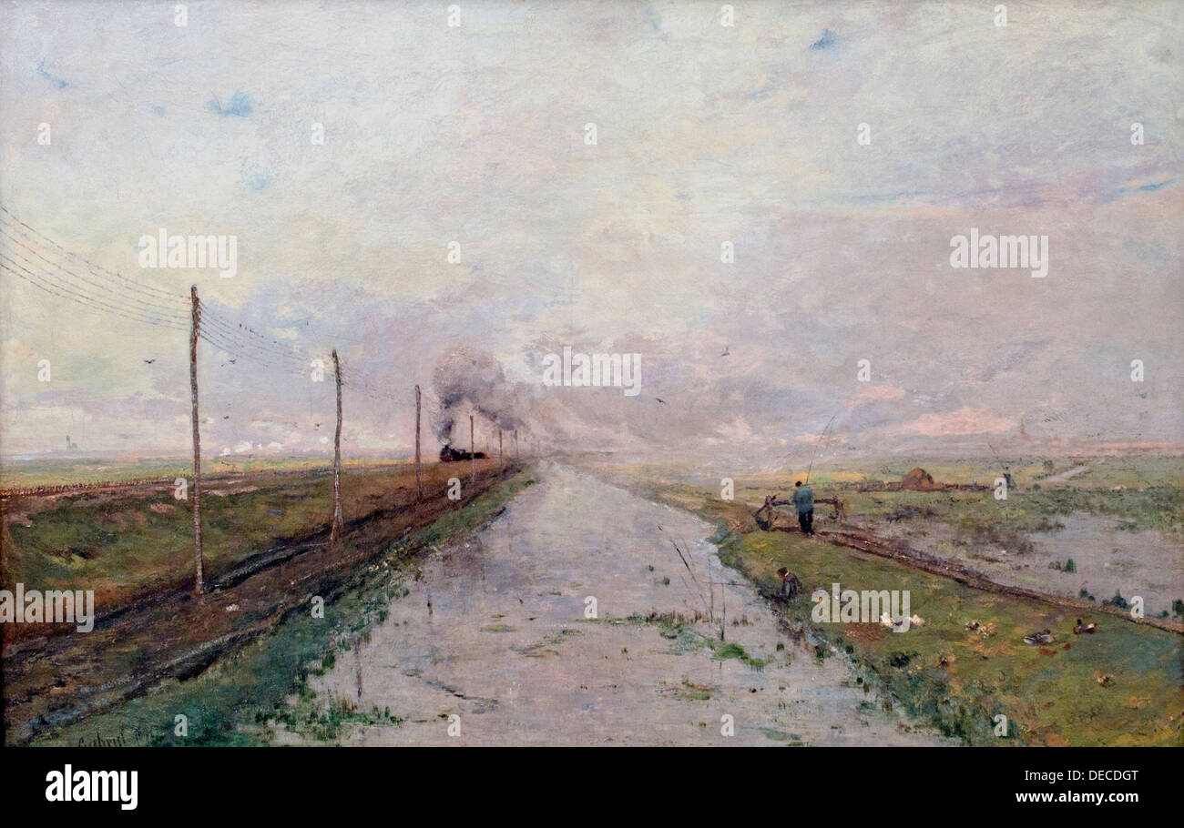 Landschaft mit einem Zug 1887 Paul Gabriel 1887 Niederlande Niederlande Stockfoto