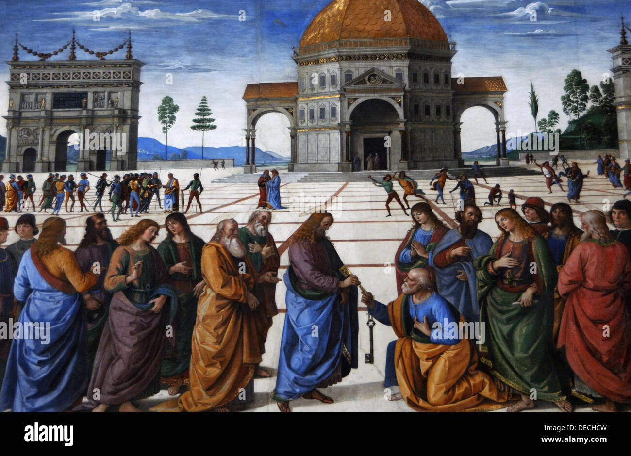 Pietro Perugino (1450-1523). Italienischer Maler. Die Übergabe der Schlüssel, 1481-1482. Seitliche Fresko. Sixtinische Chapel.Vatican Museum Stockfoto