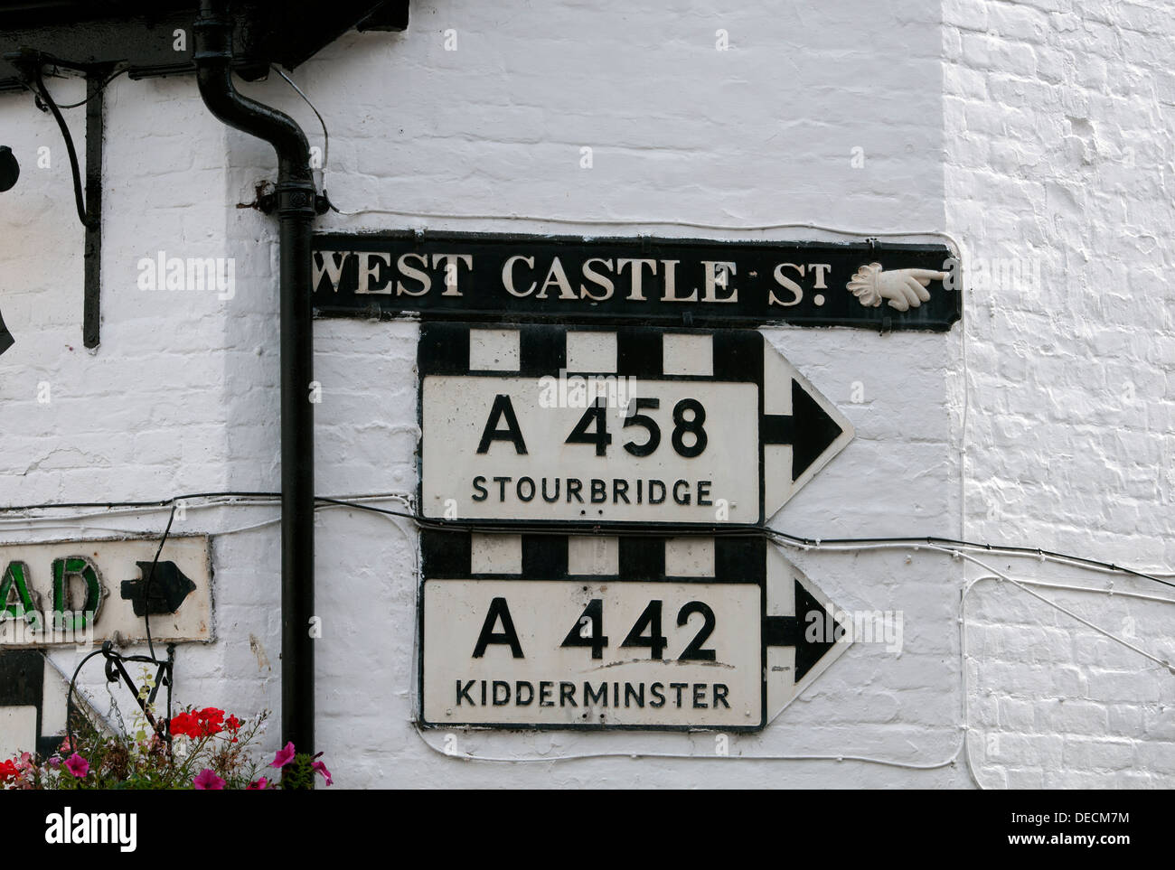 Zeichen in Bridgnorth, Shropshire, England, Vereinigtes Königreich Stockfoto