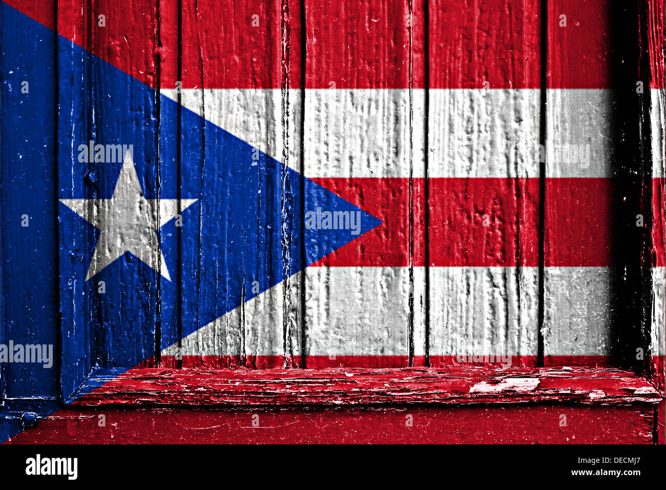 Flagge von Puerto Rico auf einem Holzrahmen bemalt Stockfoto