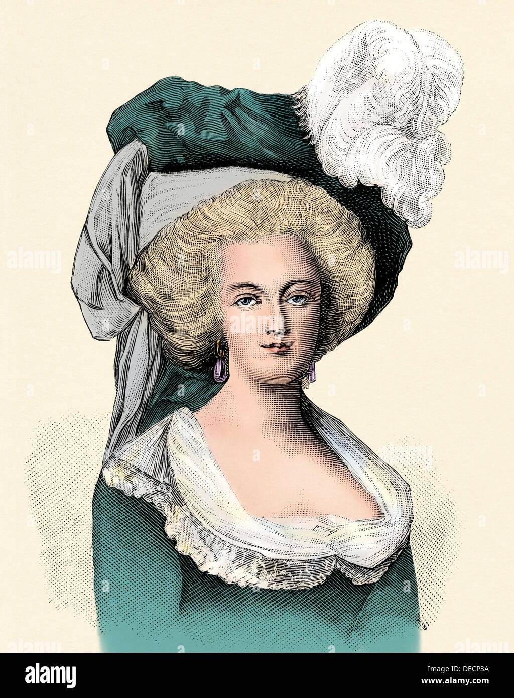 Marie Antoinette, Königin von Frankreich. Hand - farbige Holzschnitt Stockfoto