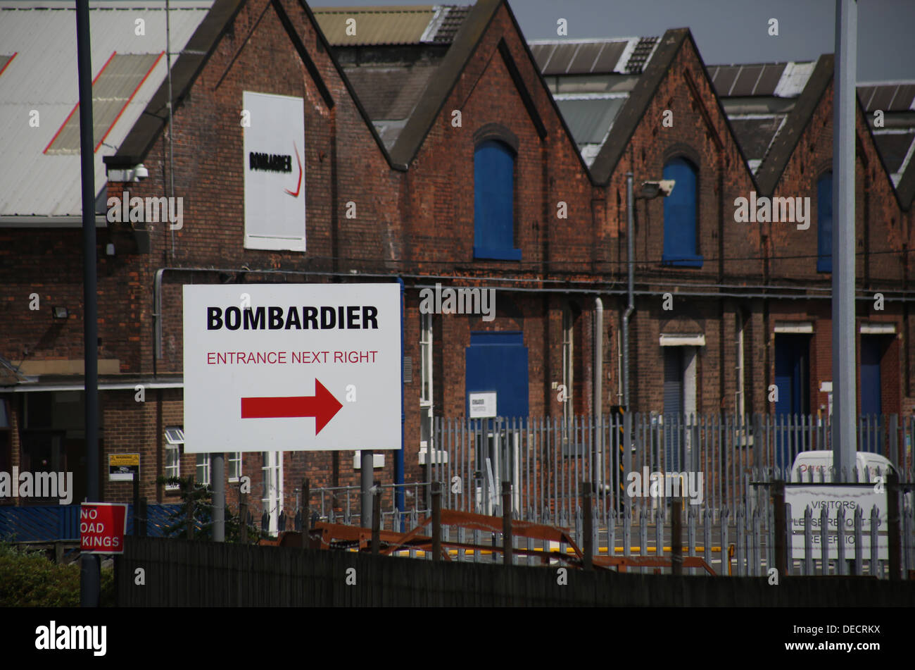 Bombardier - Derby Litchurch Spur arbeitet. Zug-Fabrik in derby Stockfoto