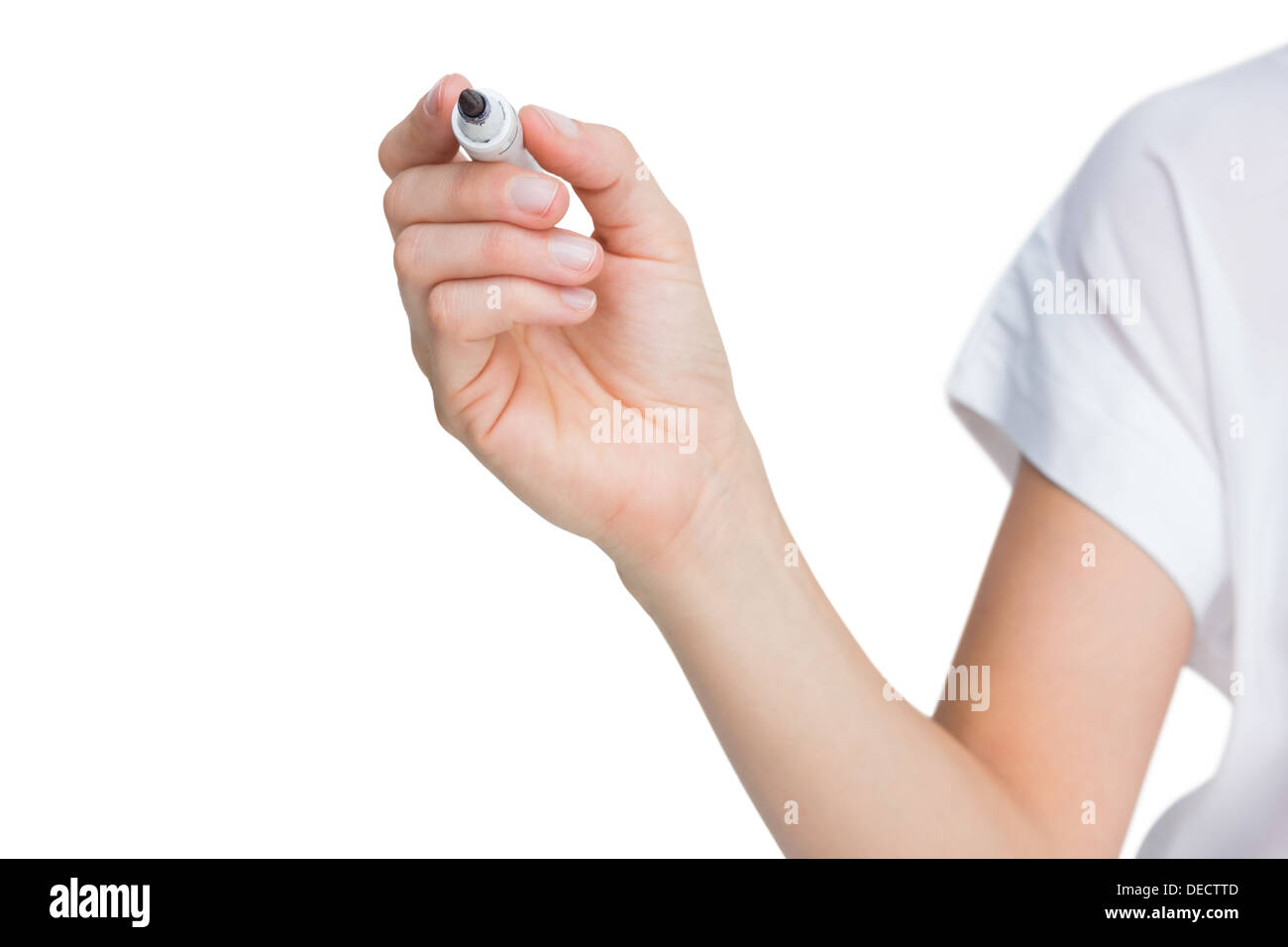 Weibliche Hand mit schwarzen Whiteboard-marker Stockfoto