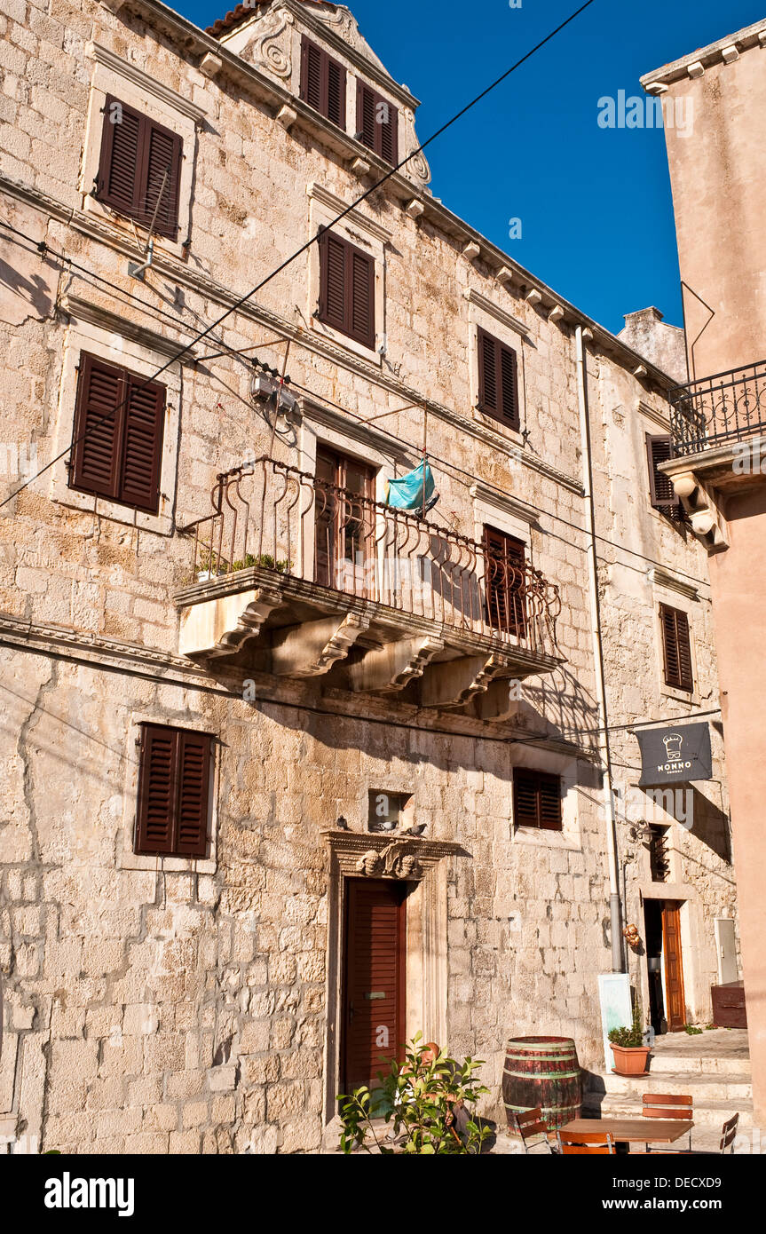 Altes Steinhaus, Old Town, Korcula, Kroatien Stockfoto