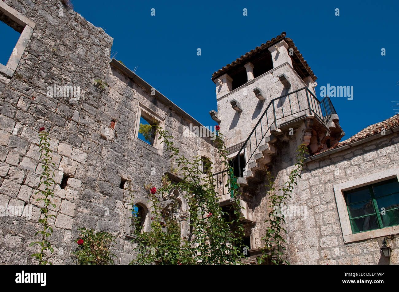 Marko Polo Tower, Old Town, Korcula, Kroatien Stockfoto