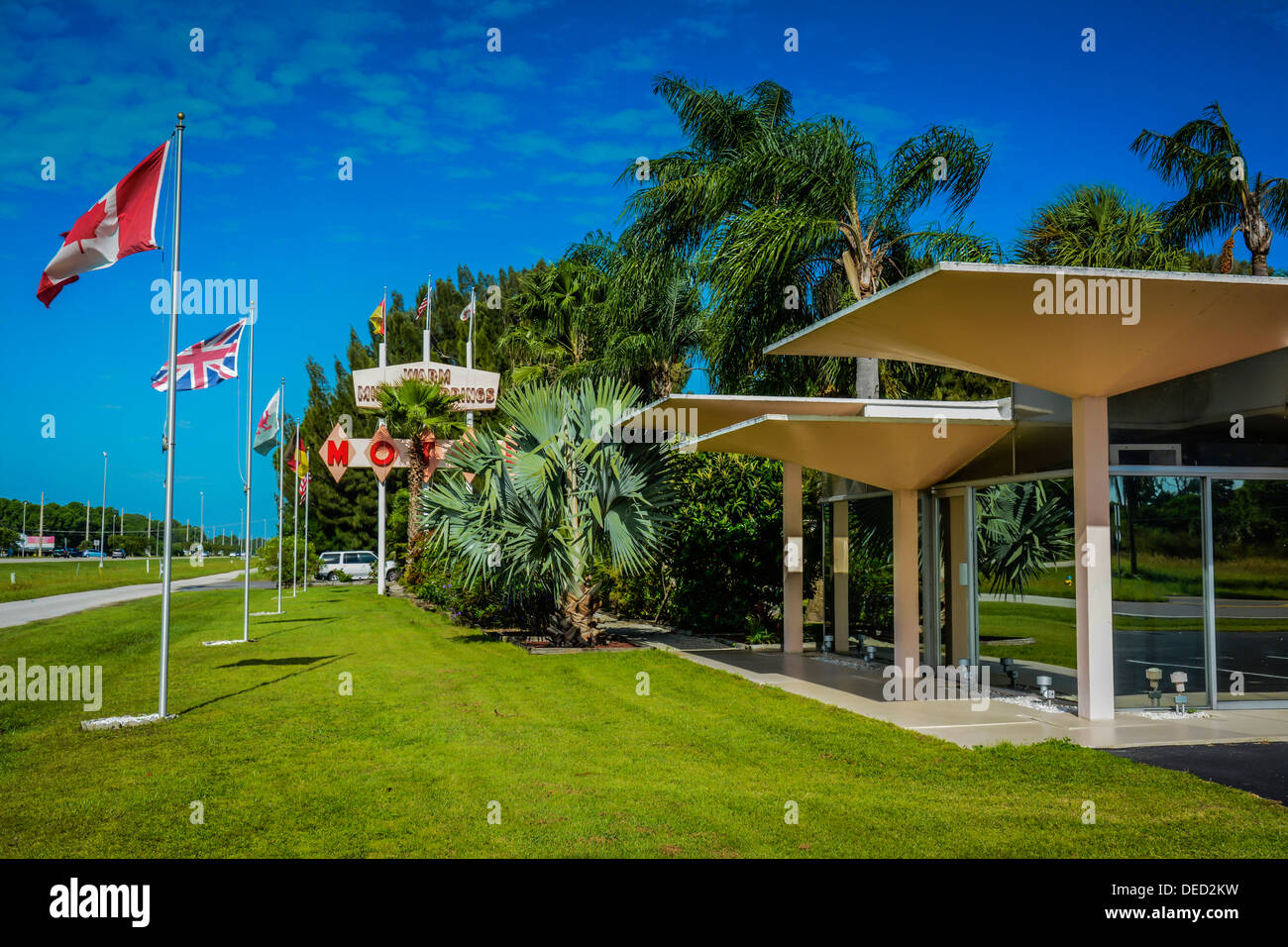 Historische Mitte Jahrhundert Motel entworfen von Victor A. Lundy, Warm Mineral Springs, FL Stockfoto