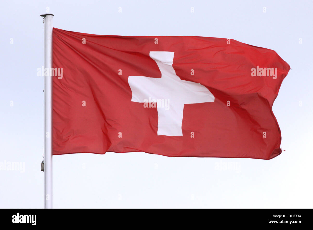 Iffezheim, Deutschland, Nationalflagge der Schweiz Stockfoto