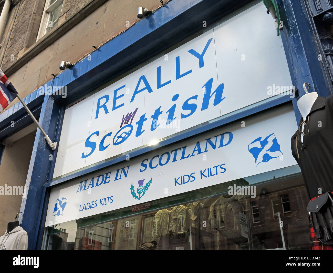 Wirklich schottischen Kilts Edinburgh Schottland Stockfoto
