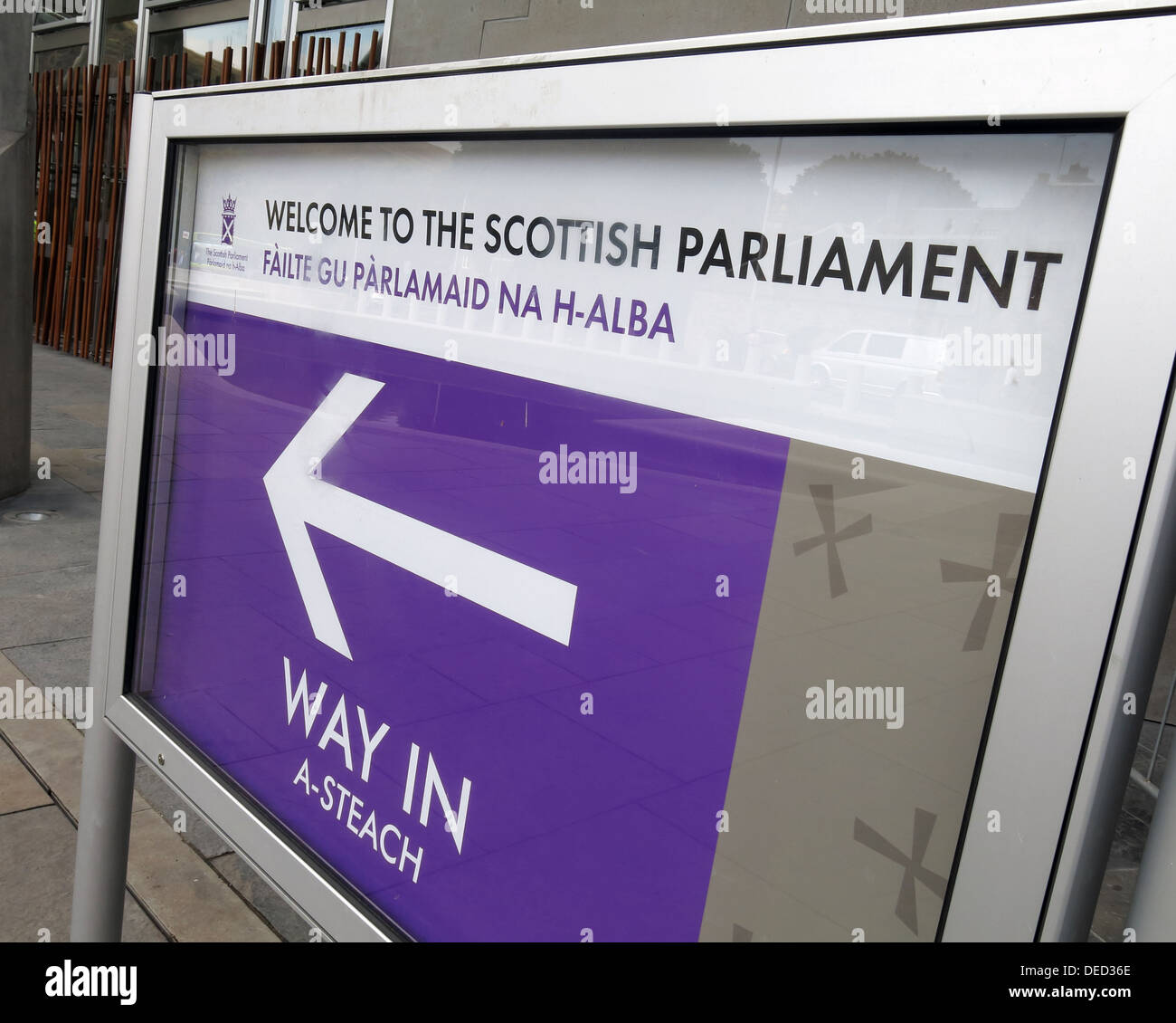 Herzlich Willkommen im schottischen Parlament / Regierung in Edinburgh, das wäre ein unabhängiges Schottland zuhause Stockfoto