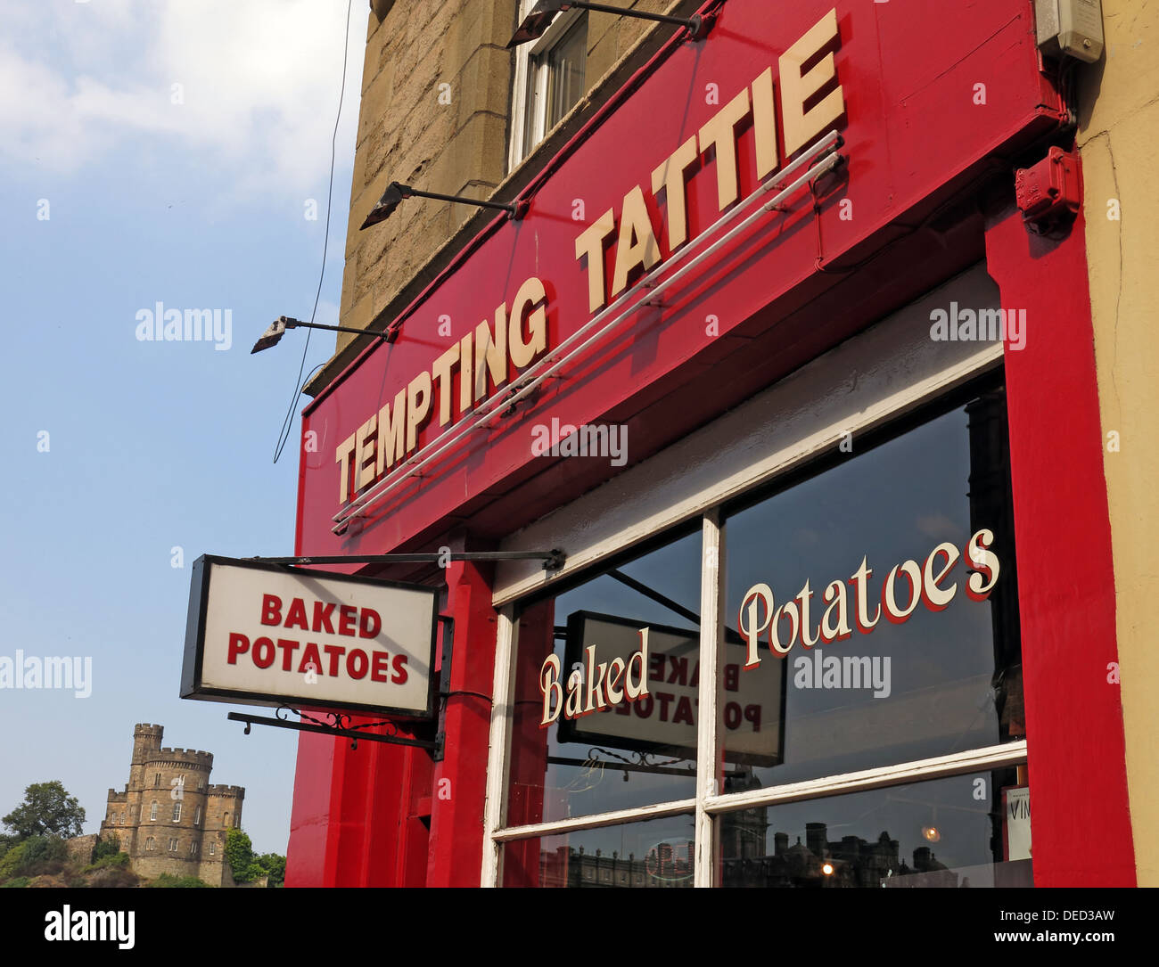 Der verführerische Tattie gebacken Spud Shop Edinburgh Schottland UK Stockfoto