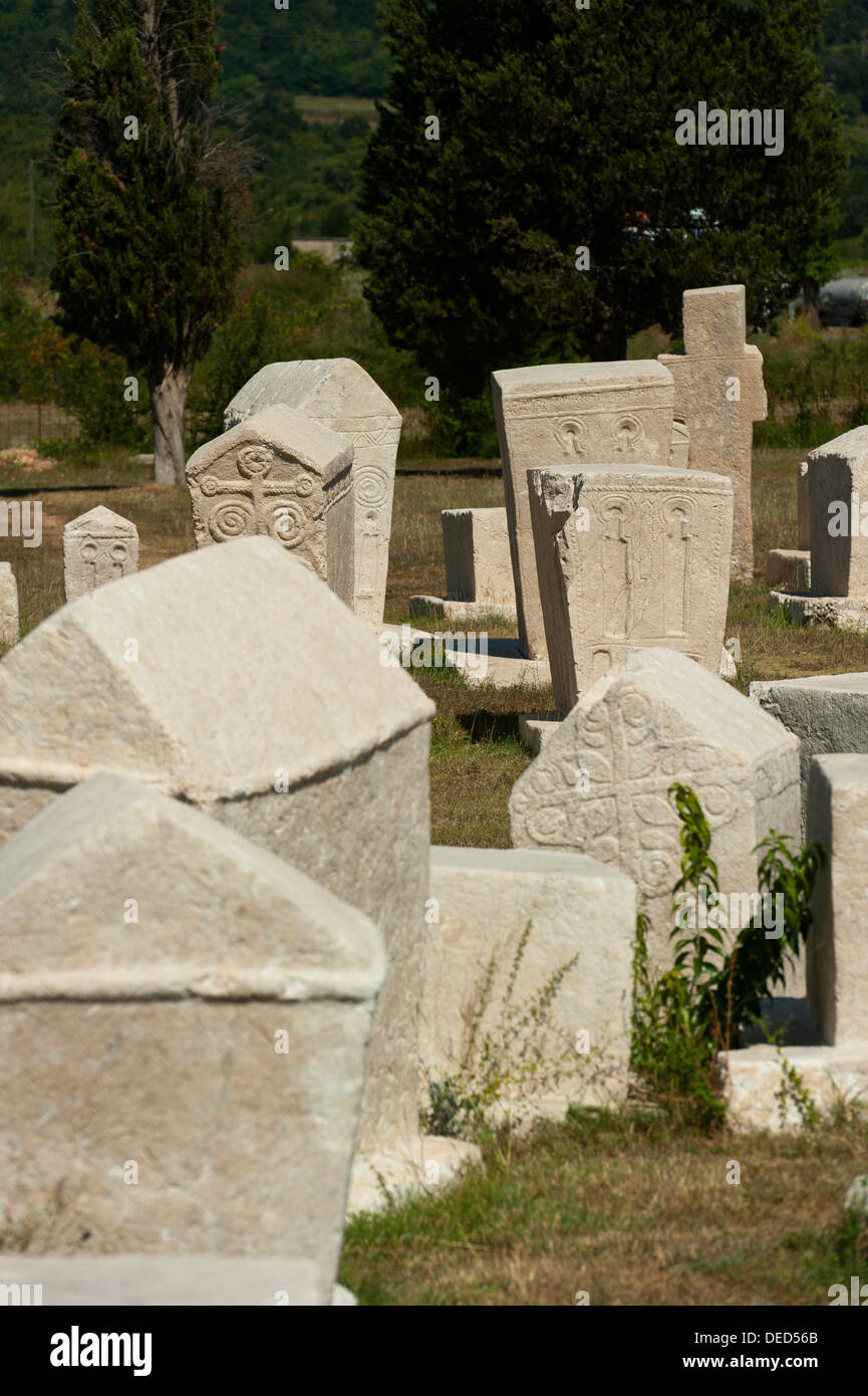 "Stecak" Nekropole von Radimlja, befindet sich in der Nähe von Stolac, Bosnien-Herzegowina, Europa. Stockfoto