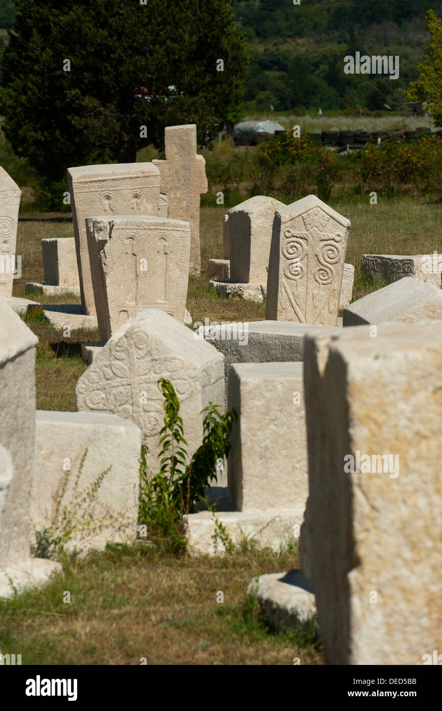 "Stecak" Nekropole von Radimlja, befindet sich in der Nähe von Stolac, Bosnien-Herzegowina, Europa. Stockfoto