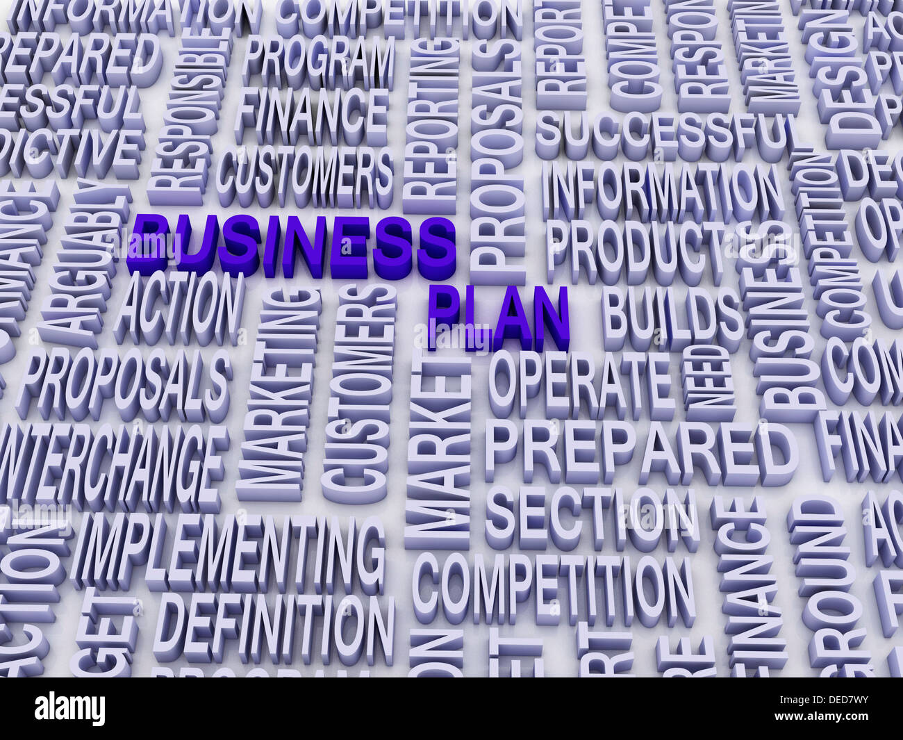 3D Business-Plan und andere verwandte Wörter. Stockfoto