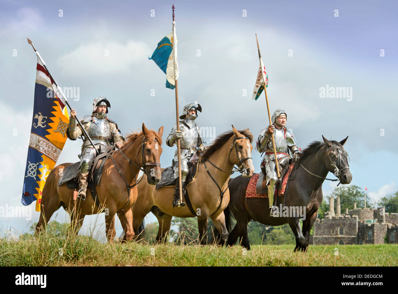 Der "Berkeley Scharmützel" mittelalterlichen Reinactments in Berkeley Castle in der Nähe von Gloucester wo der 500. Jahrestag der Schlacht von Fl Stockfoto