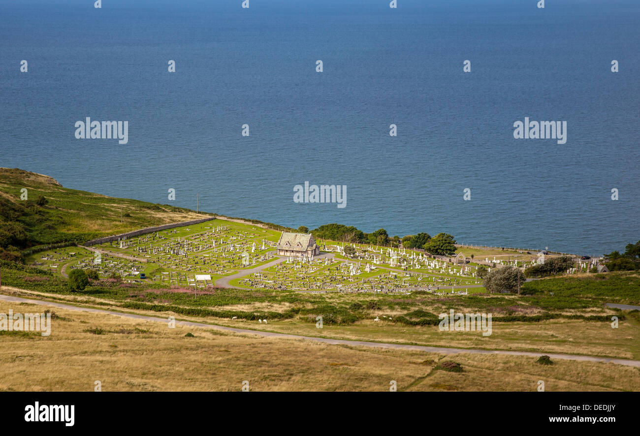 Friedhof am Meer in wales Stockfoto