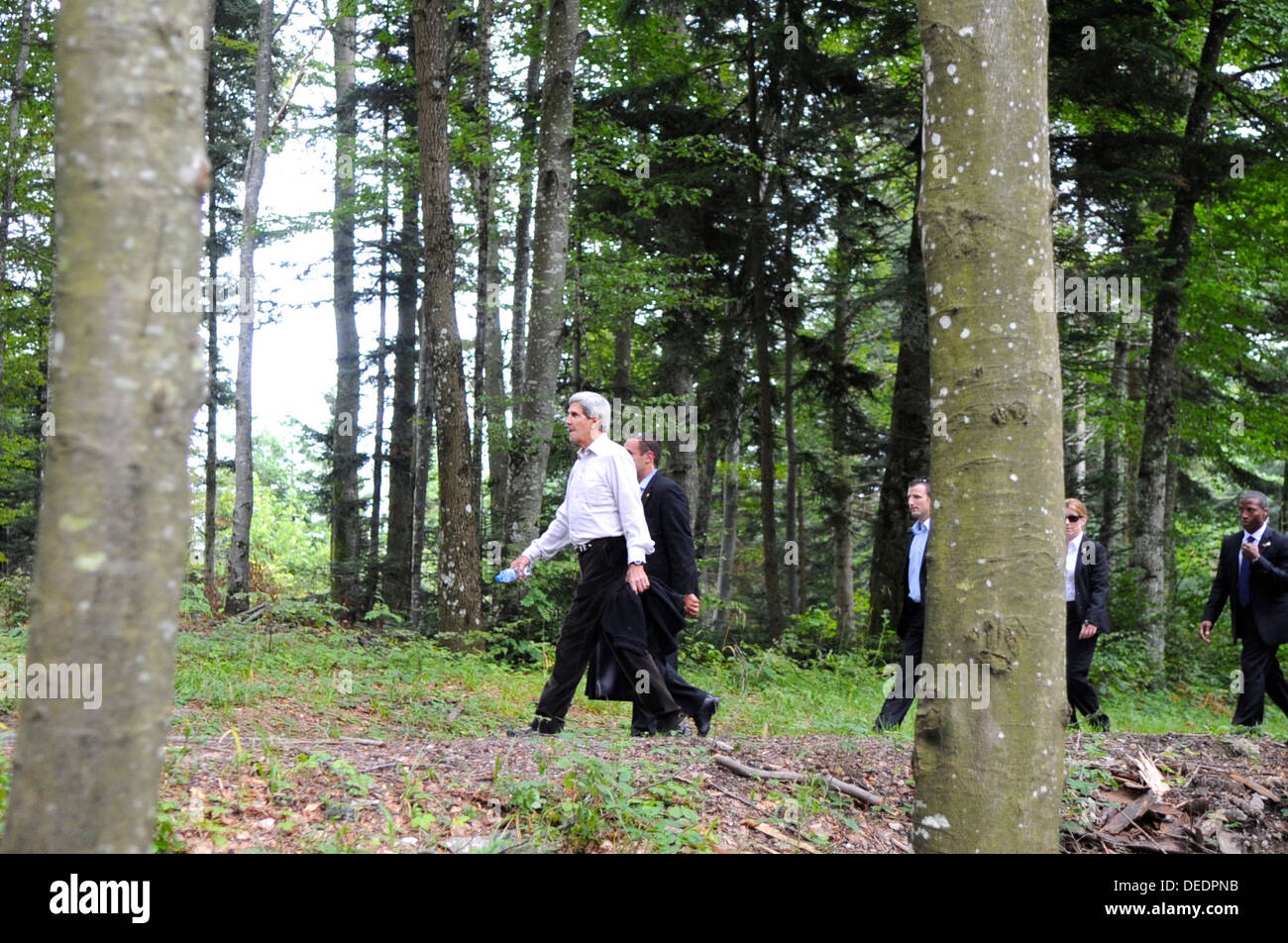 Secretary Kerry Wanderungen in den Schweizer Bergen Stockfoto