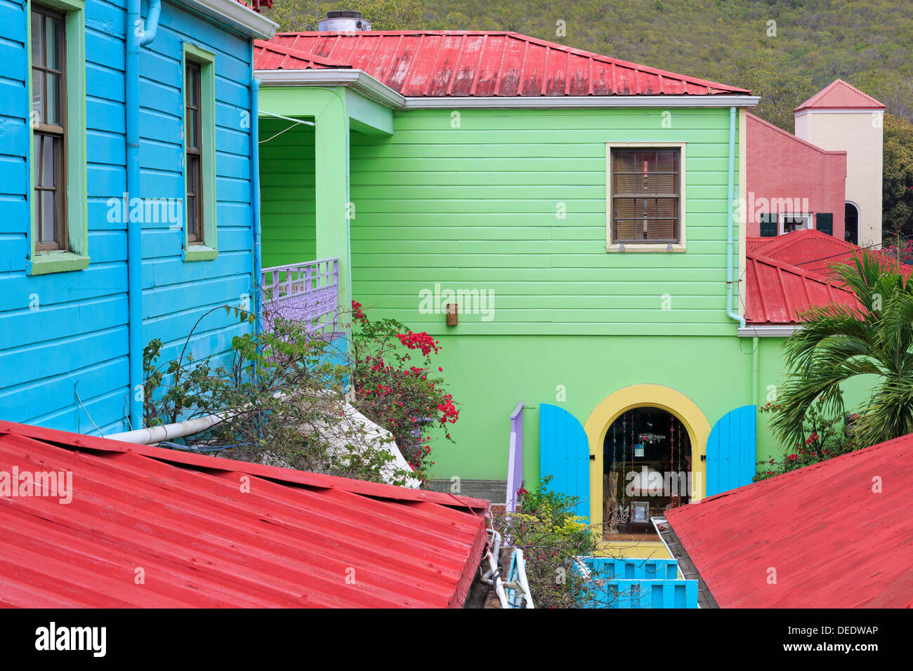 Wharfside Village in Cruz Bay, St. John, Vereinigte Staaten Jungferninseln, Karibik, Karibik, Mittelamerika Stockfoto