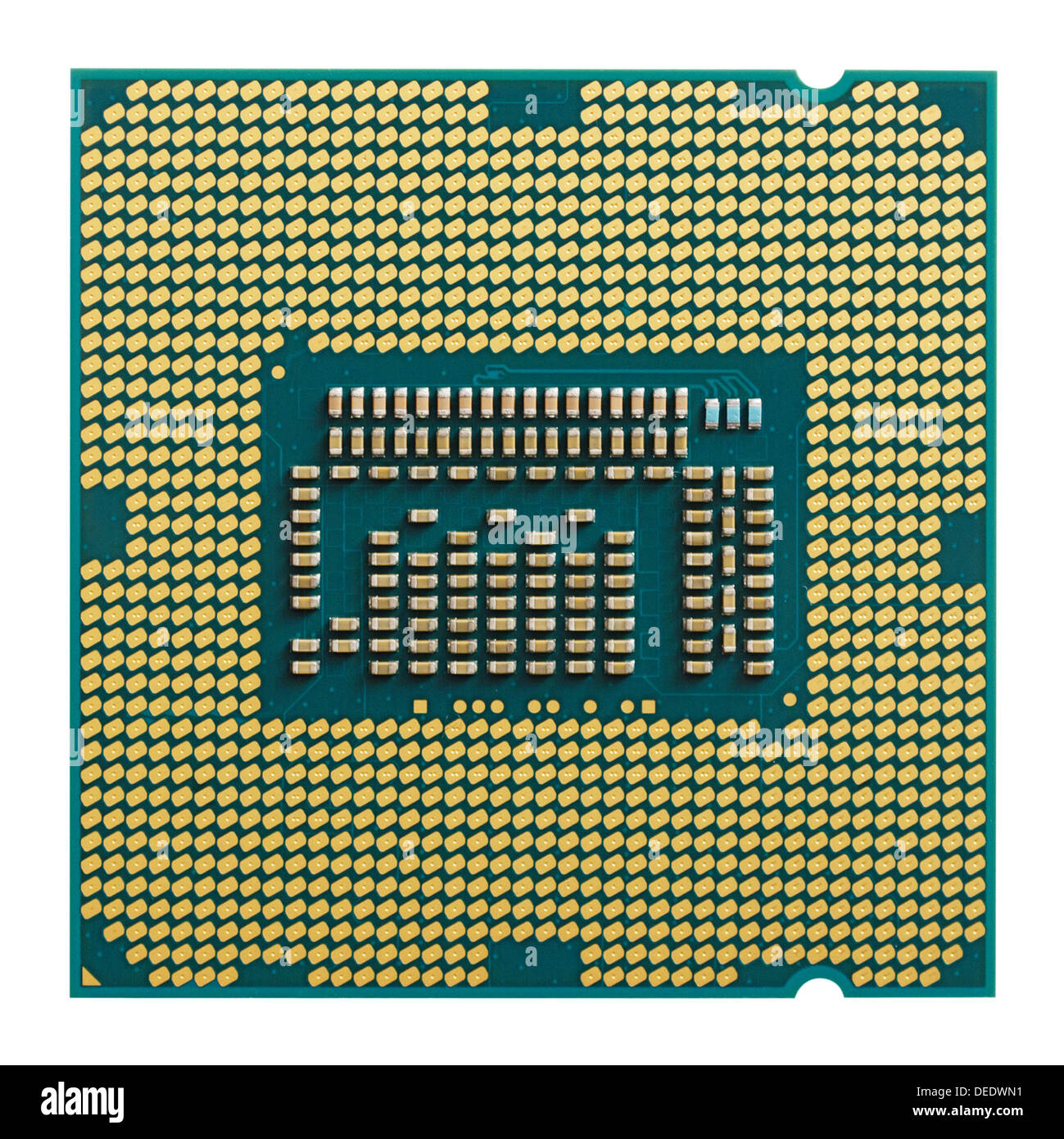 Moderner Quadcore-Prozessor. Isoliert auf weißem, Clipping-Pfad enthalten. Stockfoto