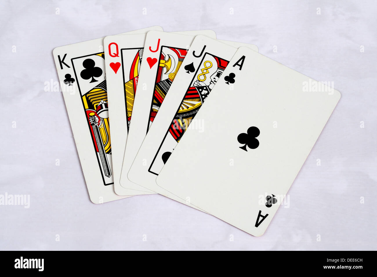 Traditionelle Spielkarten, Ass, König, Dame, Bube. Stockfoto