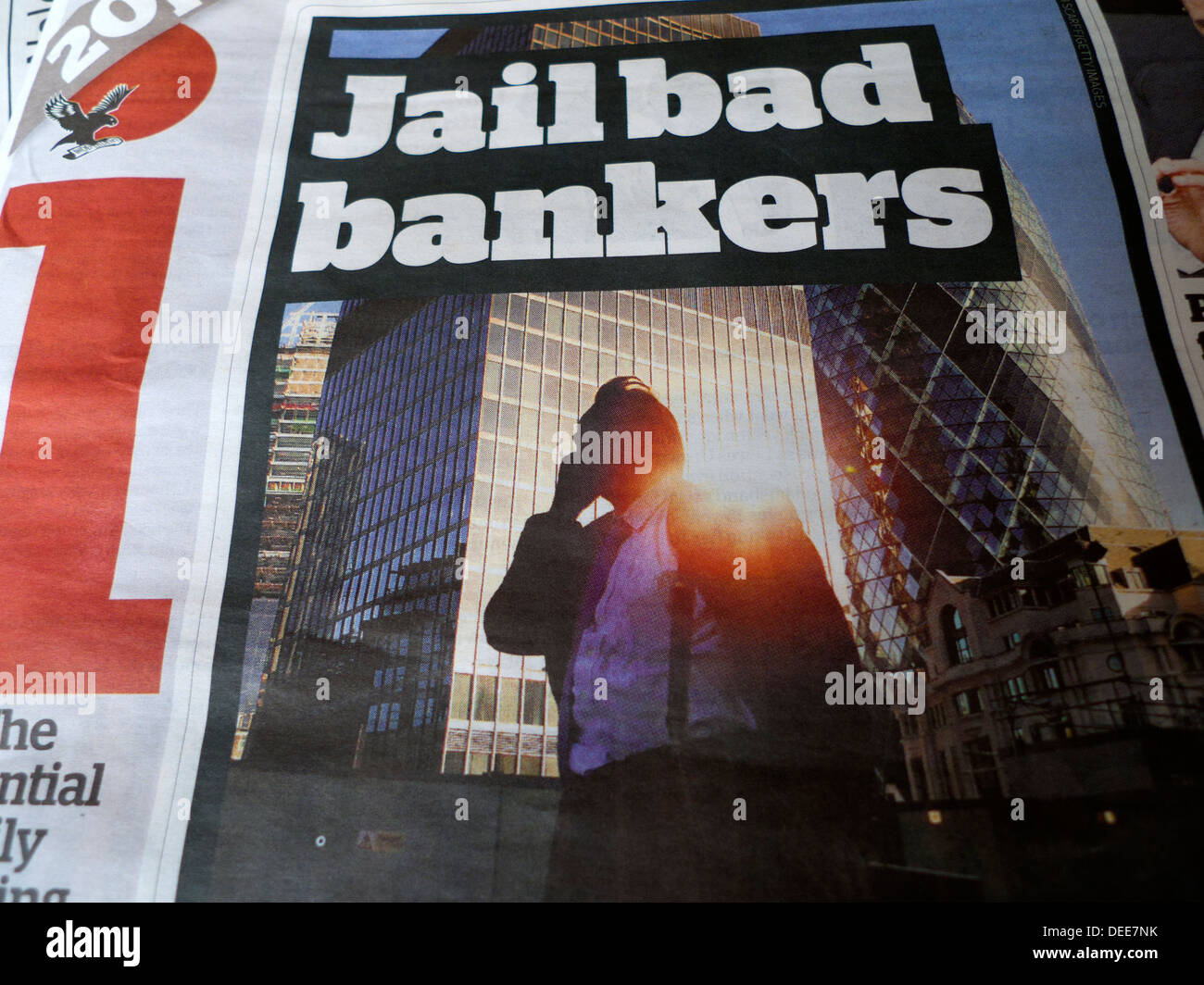 Gefängnis schlechte Banker Schlagzeile auf Cover der unabhängigen Zeitung London England UK 19. Juni 2013 Stockfoto