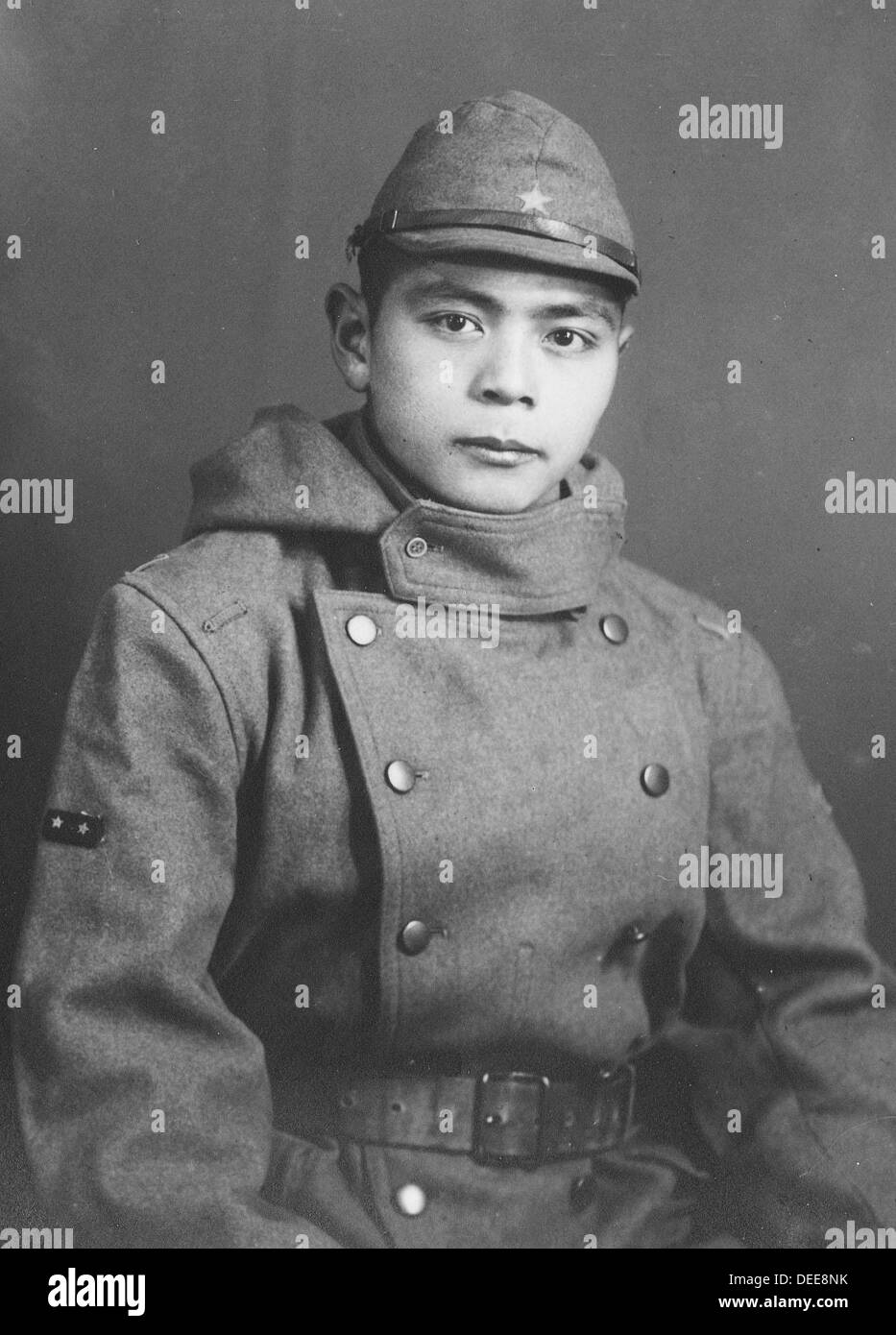 Japanischer Soldat im Winter Kleidung Dienst in China der 1930er Jahre, 1940er-Jahre Stockfoto