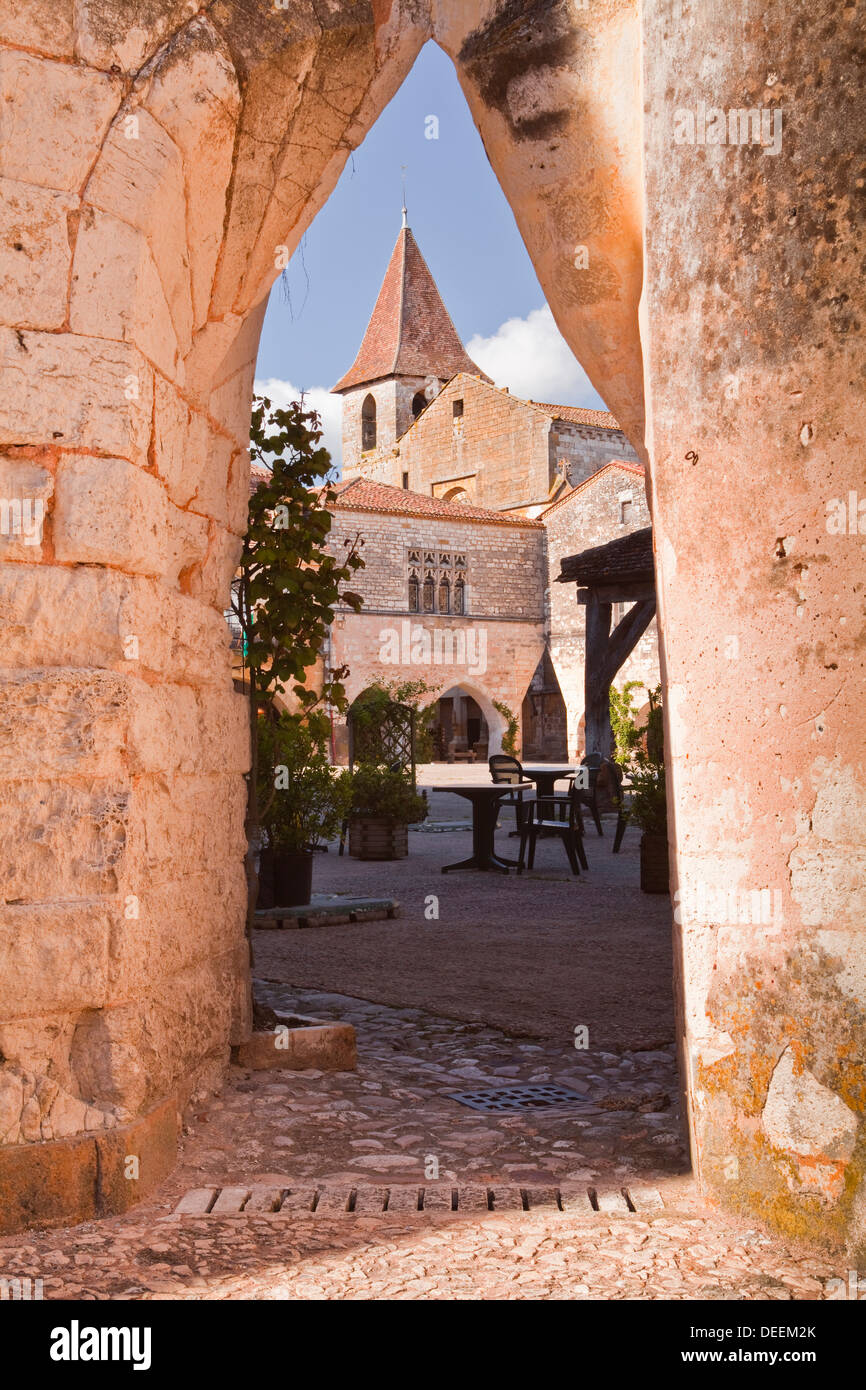 Eglise Saint Dominique in das Dorf Monpazier, eines der Beaux Dörfer de Frankreich, Dordogne, Frankreich, Europa Stockfoto