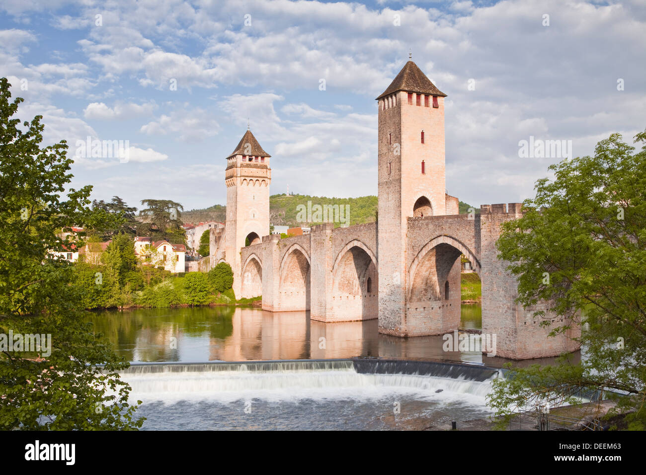 Pont Valentre in die Stadt Cahors, Lot, Frankreich, Europa Stockfoto