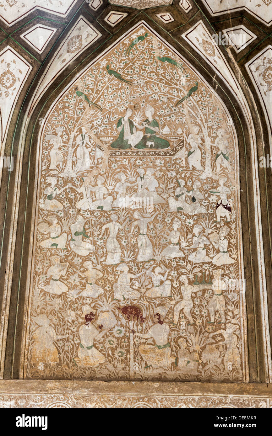 Wandmalereien in Safavid Haus, Nayin, iran Stockfoto