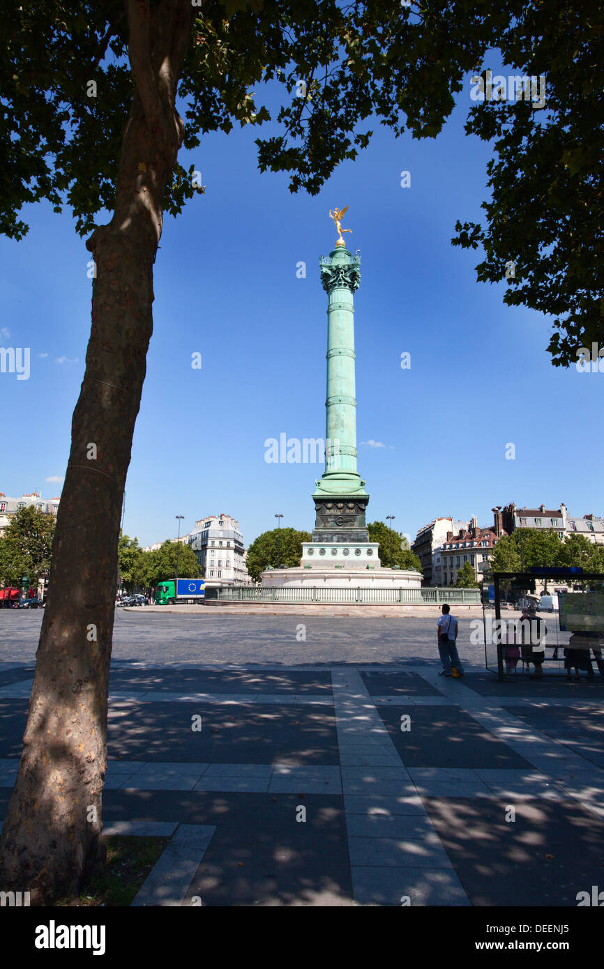 Die Juli-Spalte in Place De La Bastille Paris Frankreich Stockfoto