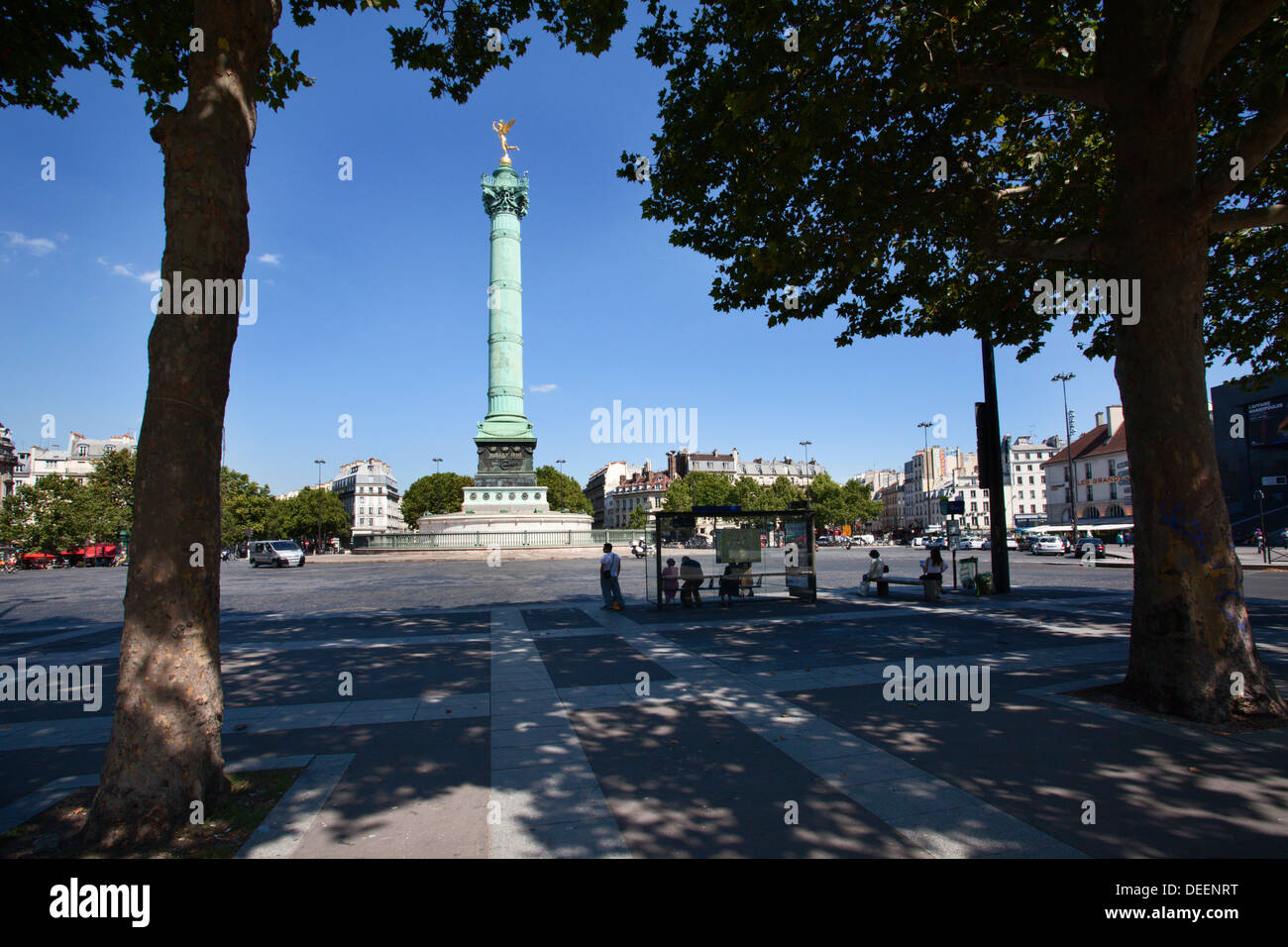 Die Juli-Spalte in Place De La Bastille Paris Frankreich Stockfoto