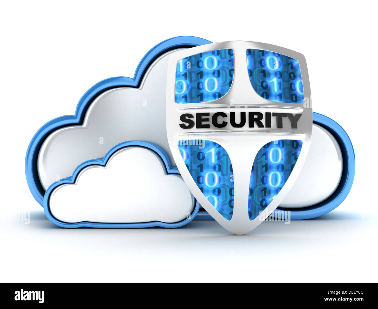 Blue Cloud-Sicherheit (durchgeführt in 3d) Stockfoto