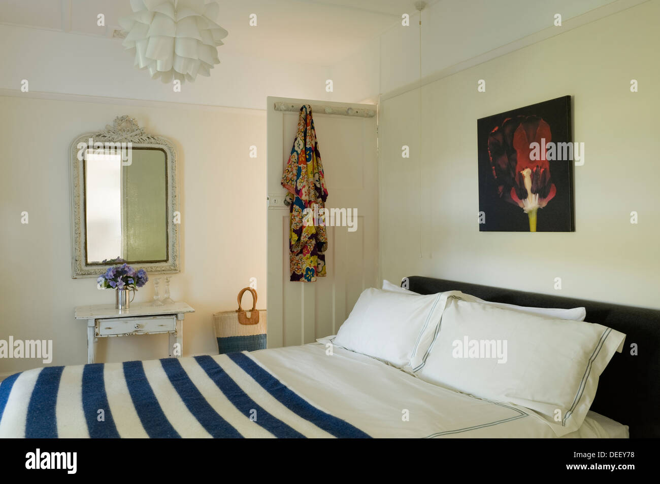 Nautischen Stil Schlafzimmer Stockfoto
