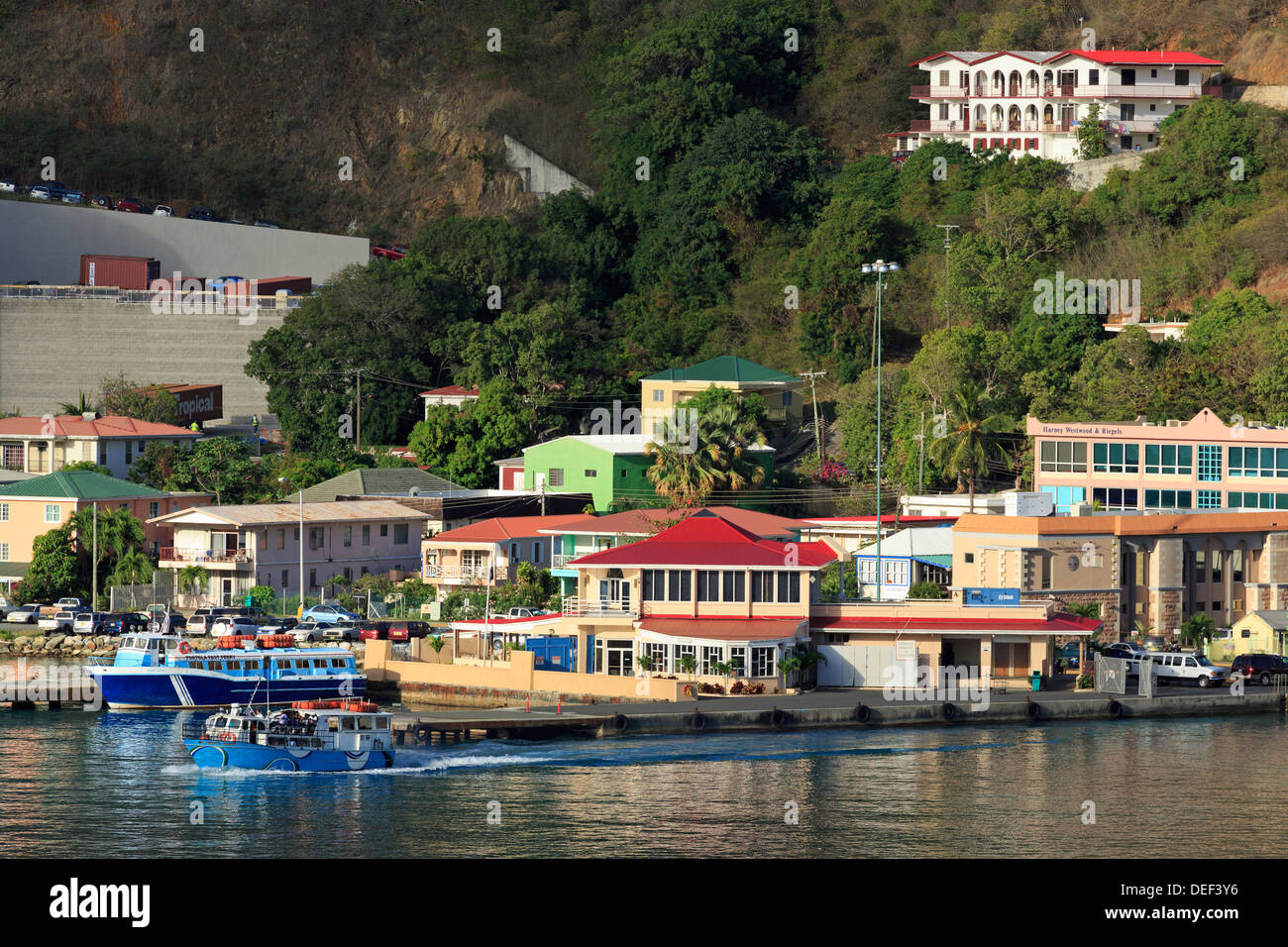 Fährhafen in Road Town, Tortola, British Virgin Islands, Karibik Stockfoto