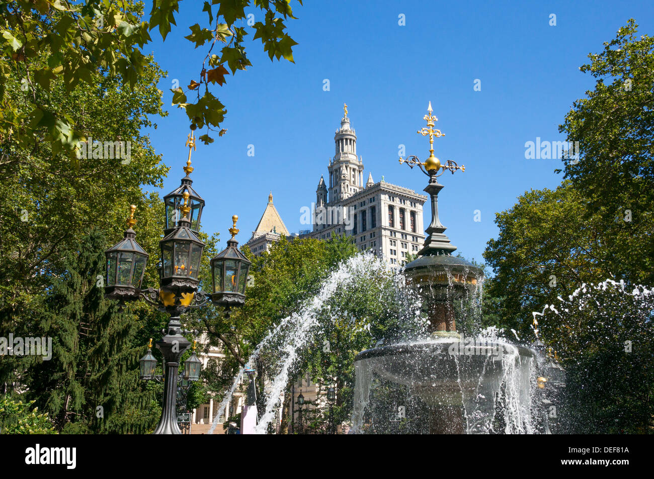 Jacob Wrey Mould Brunnen in City Hall Park in New York City Stockfoto