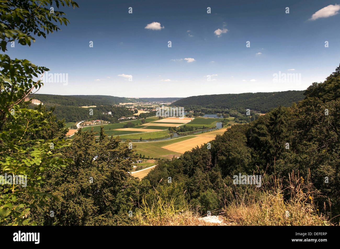 Blick über Altmühltal Tal, Naherholungsgebiet des Kratzmuehlsee Sees, Altmühltal, Bayern, Deutschland Stockfoto