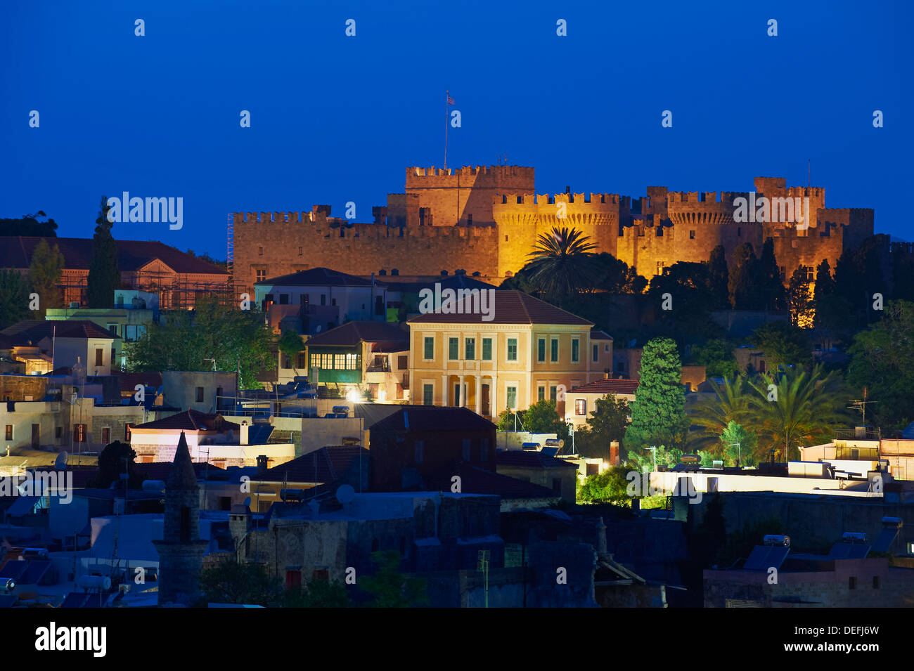 Festung und Palast der Großmeister, UNESCO-Weltkulturerbe, Rhodos Stadt, Rhodos, Dodekanes, griechische Inseln, Griechenland Stockfoto