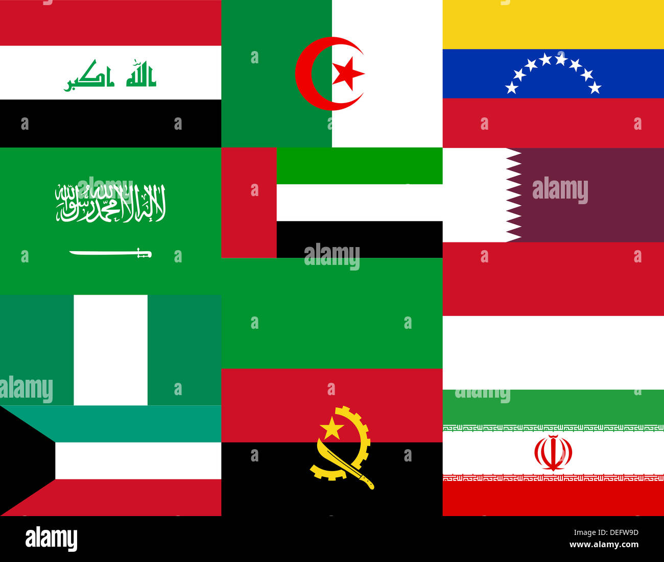 Nationalflaggen der OPEC-Länder Stockfoto