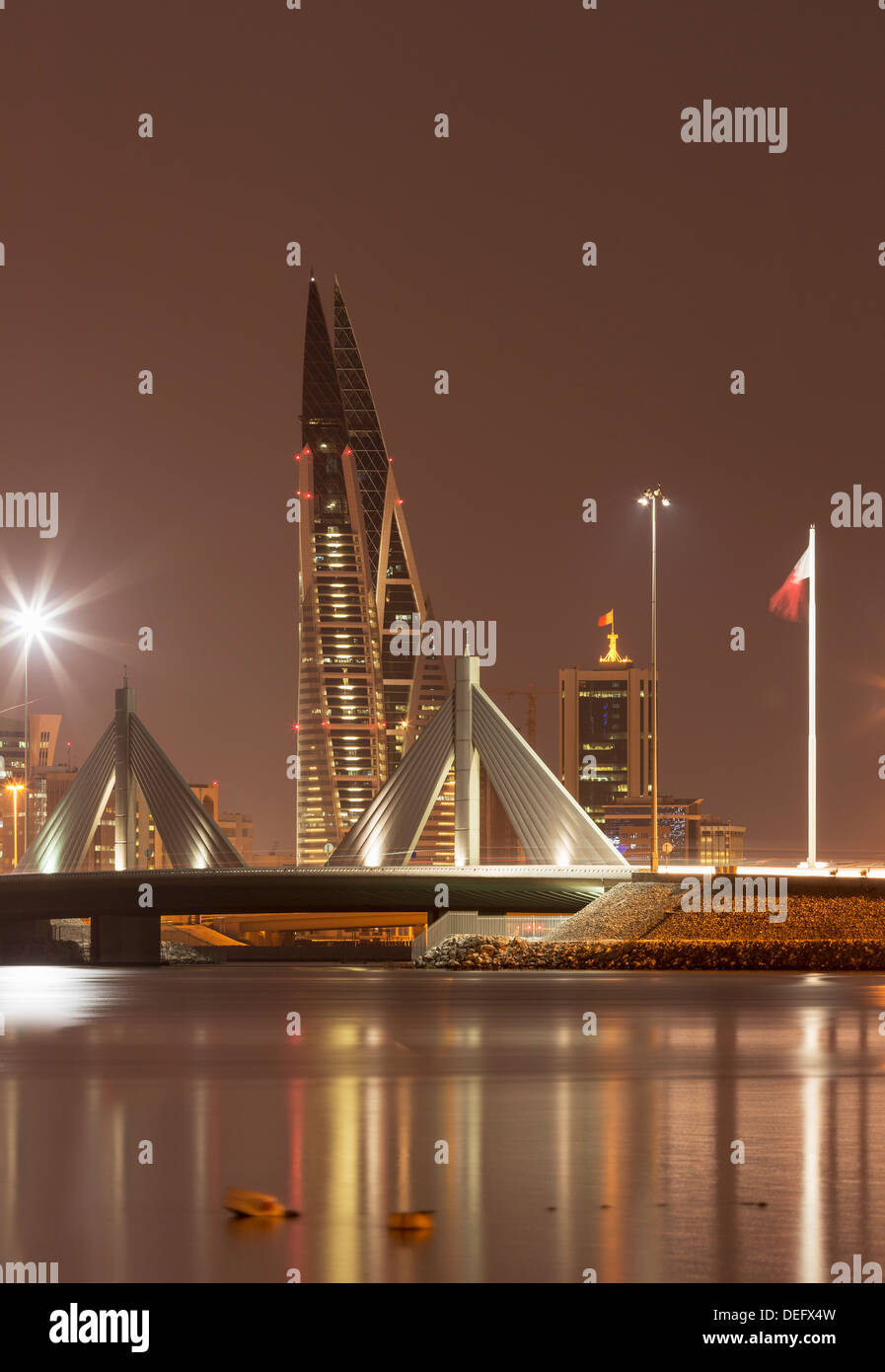 Manama bei Nacht, Bahrain, Middle East Stockfoto