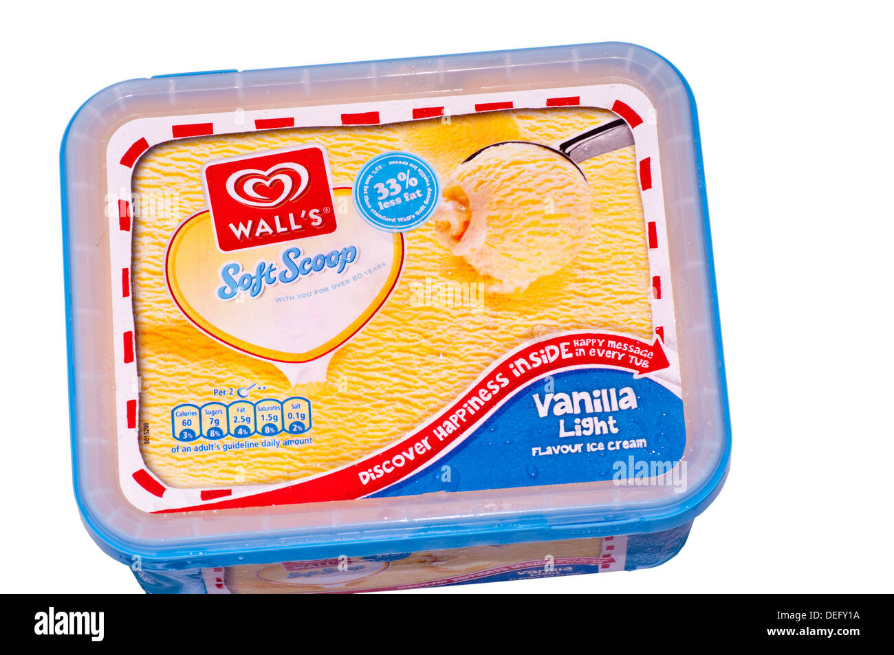 Wanne mit Wände weichen Kugel Vanille-Eis Stockfoto